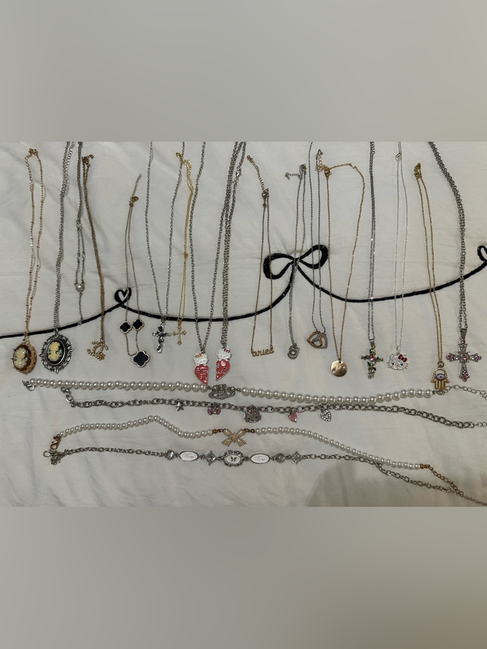 Mixed Metal and Pearl Religious & Pendant Necklace Collection - Unbranded